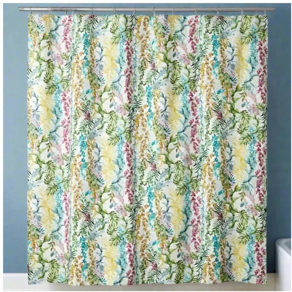 Hudson Bay Wild Flower Shower Curtain Cotton Floral 72x72 Florence Square - Picture 1 of 5